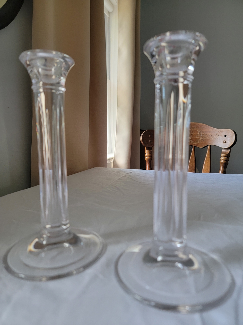 Tiffany & Co. Crystal Taper Candle Holders Pair